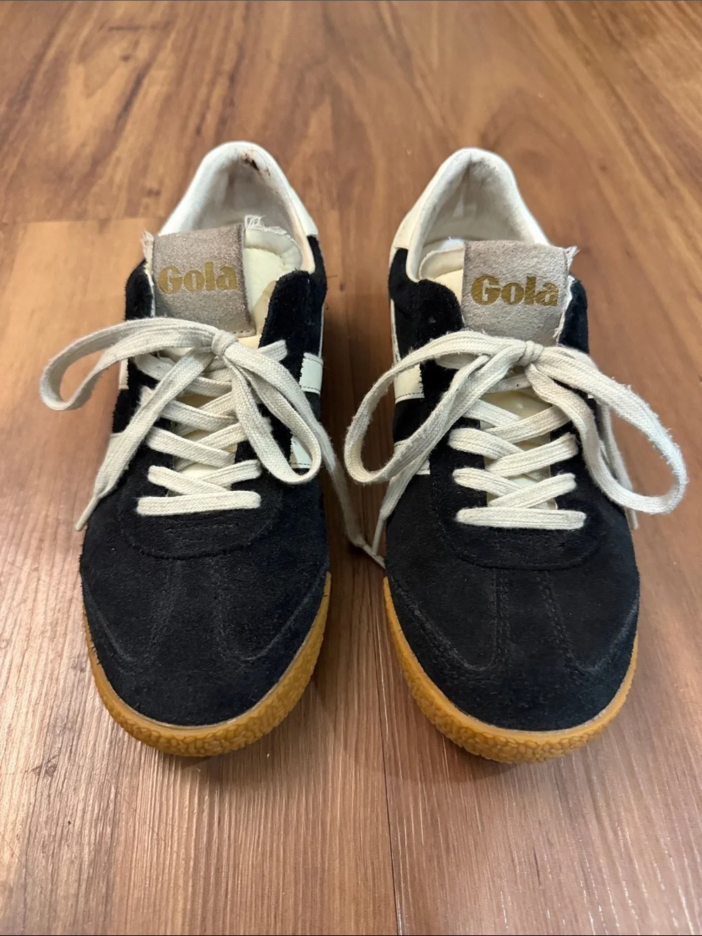 Gola Elan Black Suede Sneakers with Cream Accents